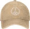 Peace Symbol Distressed Denim Baseball Cap Vintage Washed Adjustable Hippie Hat Casual Hat Unisex