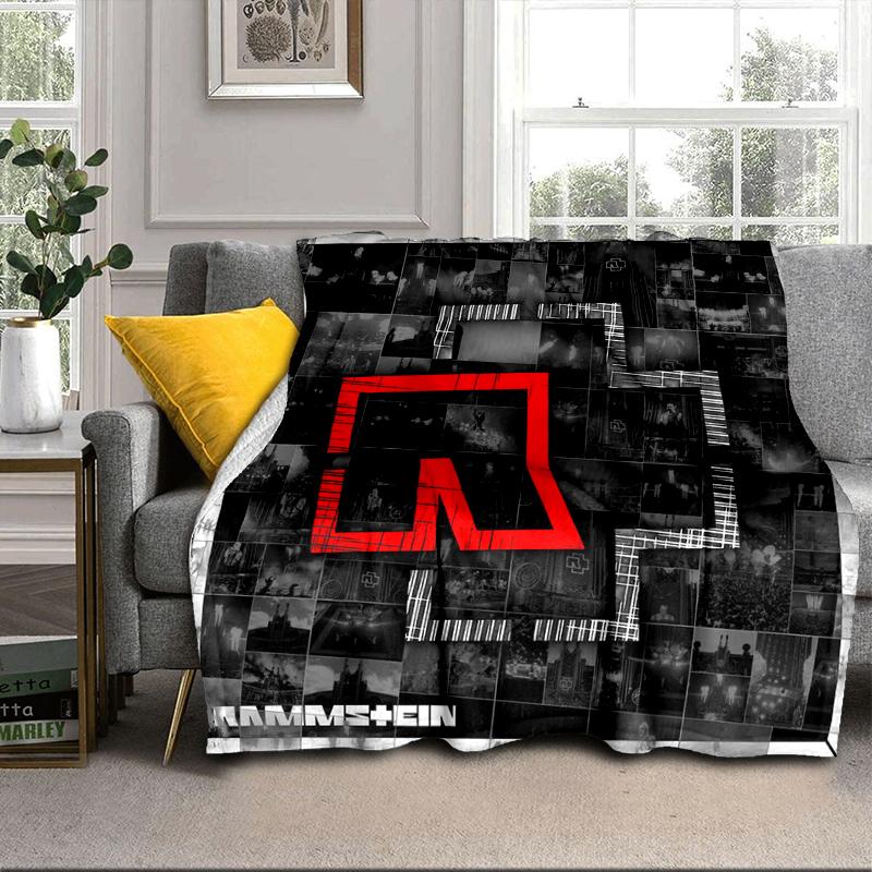 Ramm-stein Skulls And Logo Blanket Flannel Blanket for Bed, Sofa, Camping, Hiking, Picnic Essentials, Gift for Family Fan Gifts