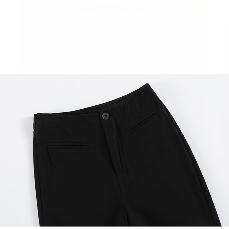 Black Flared Pants for Women, Autumn and Winter New High-Waisted Slimming Slightly Flared Pants, Floor-Length Straight Narrow Suit Pants