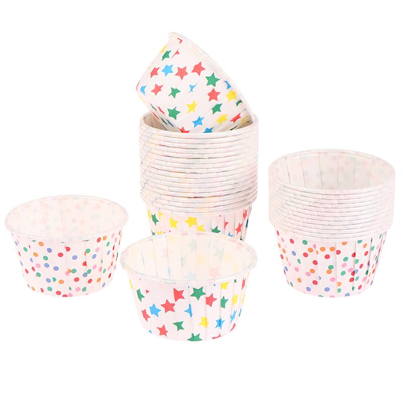 50 stuks Krullend Papieren Bekertje Flens Cake Papieren Bekertje Oliebestendig Cupcake Bakje Bakvorm Bakplaat Doos Bruiloft Feest Muffin Bekers