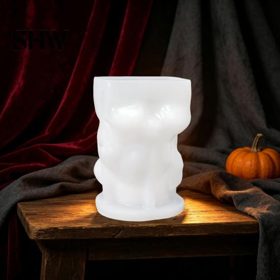 Cement Casting Form Halloween Ghost Figurine Silicone Mold, Holding Skull Gnome Ornament Easy Demoulding Mold DIY Release Reusable Candle Making Shape