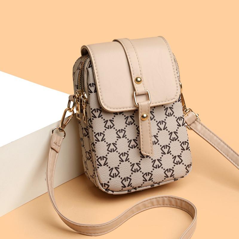 Simple Texture Mobile Phone Bag Women's New Versatile Printing Casual Simple Vertical Fashion Flow Shoulder Messenger Women's Bag