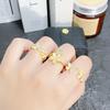 [Golden Mang Yayun] Imitation Opal Flower Butterfly Opening Ring Medieval Vintage Zircon Stacked Ring