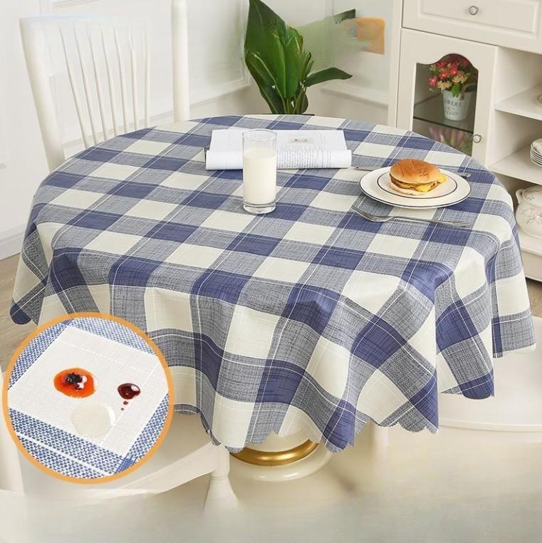 Proud Rose Waterproof Round Table Cloth PVC Oil-proof Table Cover European Household Round Plastic Dining Tablecloth Table Cover