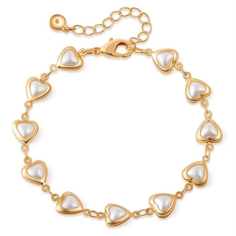 Gold Plated Color Retention Faux Pearl Elegant Women Bracelet