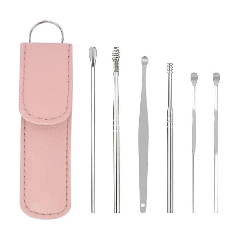 6pcs/Set Spiral Earpick Ear Wax Remover Set Ear Spoon Curette Easy Earwax Removal Ear Cleaner for Personal Hygiene