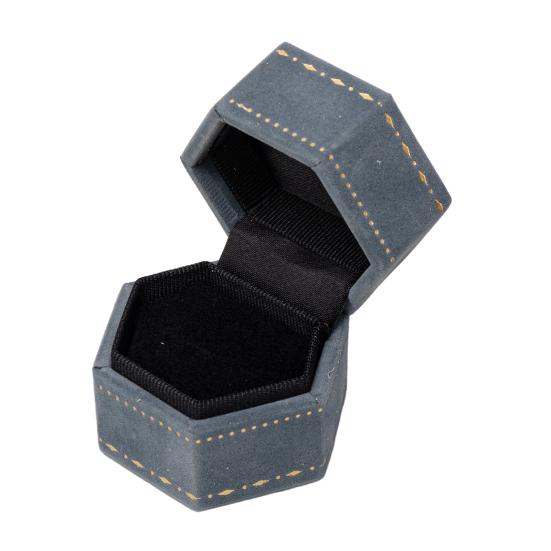 Boîte à Bague, Boîte Cadeau Hexagonale en Velours pour Bijoux, Compacte avec Protection en Éponge Douce Design Élégant, Boîte à Bijoux pour Fiançailles, Demande en Mariage, Mariage