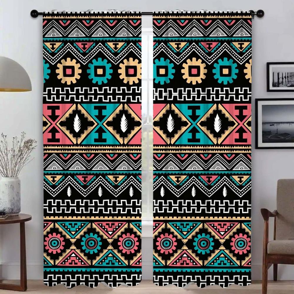 Aztec Curtains Child Room Shades Blackout Curtain for Room 2 Panel Tulle for Bedroom Partition Home Interior Curtains Living