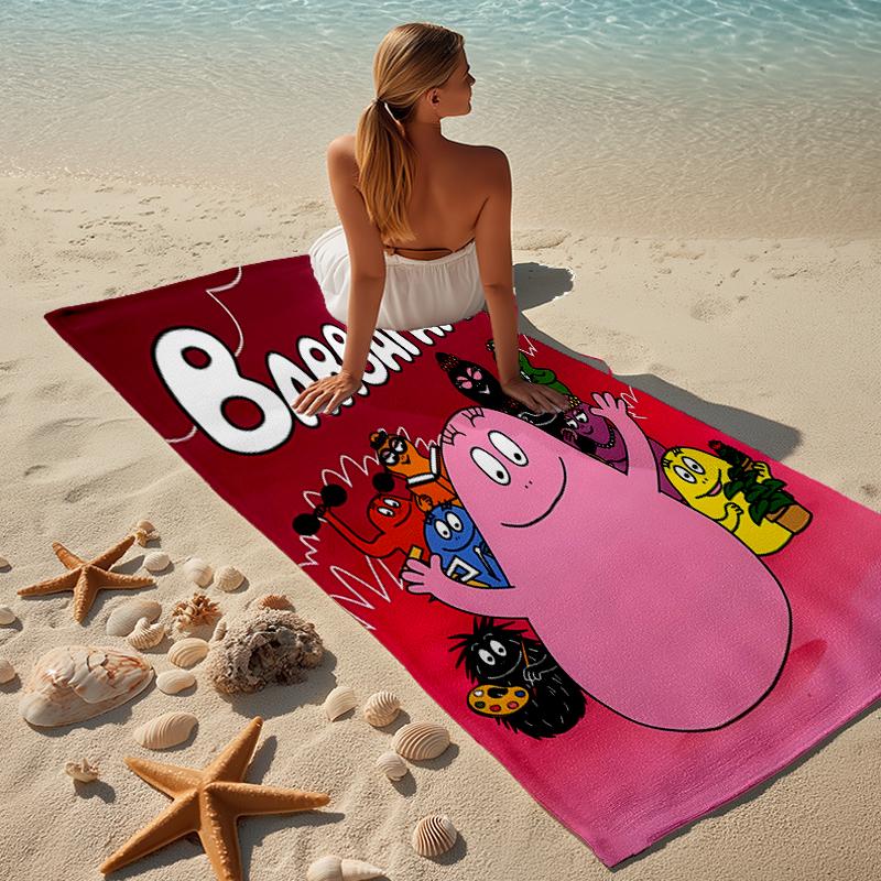 proof beach towel with a Barbapapa pattern - soft,absorbent,quick-drying,machine washable - perfect for swimming,camping,bathing