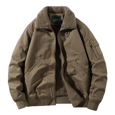 Men's Cotton Jacket Winter Style Plus Velvet Thickened Cotton Lapel Casual Cotton Jacket Middle-aged Loose Large Size Work Jacket Men