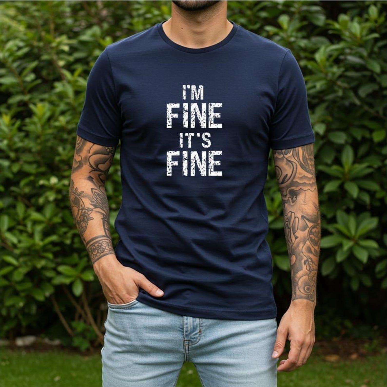 I m Fine It s Fine Shirt, Funny Sarcastic T-Shirt, Anxiety Humor Tee, Relatable Funny Quote Shirt, Mental Health Humor Tee 2XL