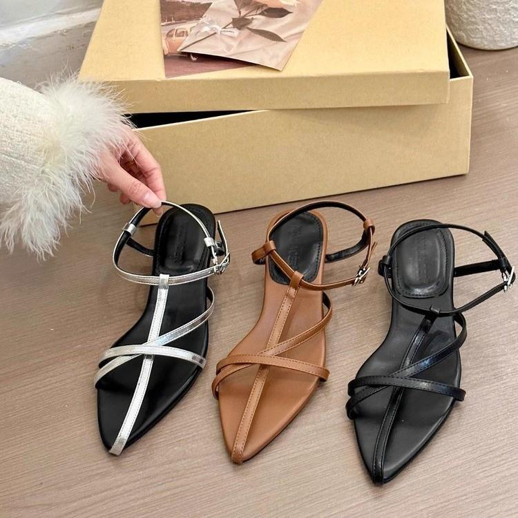 Niche High-end Slope Heel Pointed Sandals Fairy Shoes Summer Temperament with Skirt Thin Strap Roman Shoes