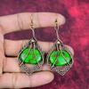 Brinco turquesa verde cobre brincos enrolados em fio de cobre joias de cobre feitas à mão brinco de pedra natural joias wrap de arame presentes para ela