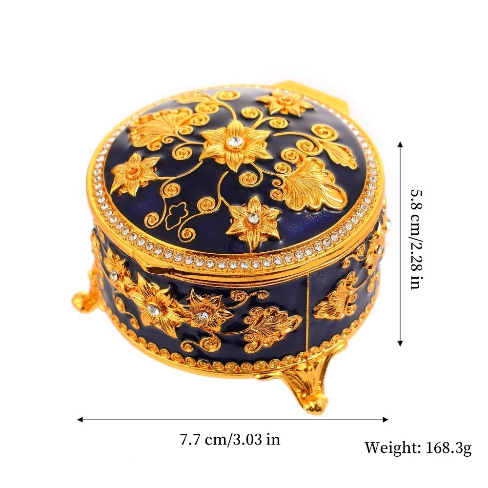 Mini Bracelet Storage Box Jewelry Organizer,European Style Circle Enamel Alloy Ring Storage Jar Dresser Display Couple Gifts