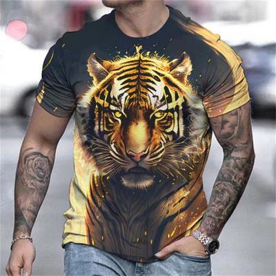 Μπλουζάκι Animal Tiger Τρισδιάστατο μπλουζάκι με στάμπα Ανδρική Μόδα Casual Streetwear T-shirt Κοντό μανίκι Φαρδιά υπερμεγέθη επάνω μπλουζάκια