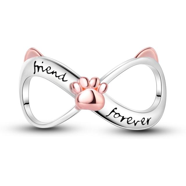 925 Sterling Silber Nette Katze Sammlung Charme Perlen Pfotenabdruck Anhänger Fit Süße Fasion Diy Armband Geschenk Frauen Schmuck