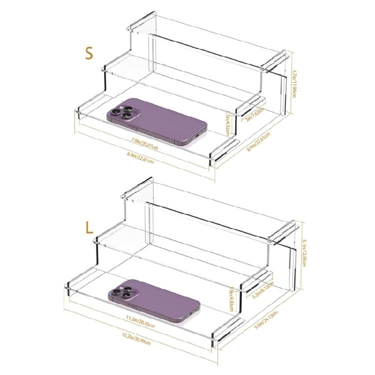 Multiple Level Clear Perfume Shelf Bathroom Vanity Organizers Sturdy Acrylic Display Structure