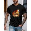 European Sizes Fire Soccer Men's Cotton TShirt Flaming Ball Explosion Print Pattern Premium Print Durable Casual Fashion