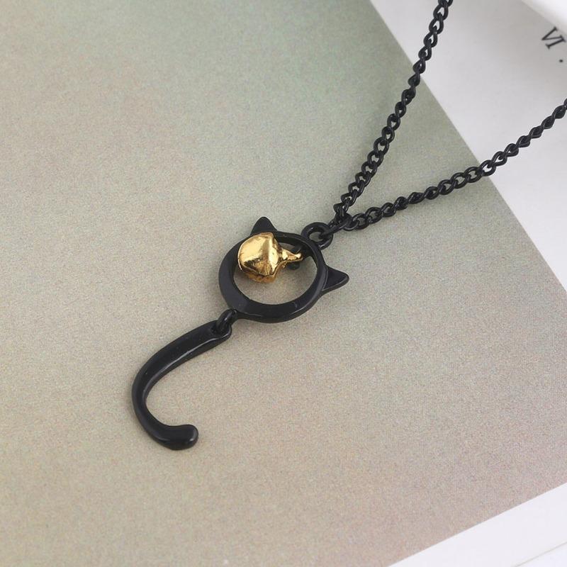 hot! Women Fashion Necklace Hook Ladybug Fox Tail Hanging Bell Black Cat Pendant Necklace