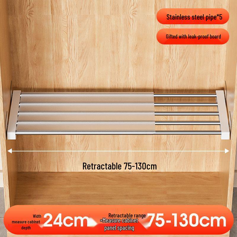 Multi-Layer Divider Cabinet & Telescopic Shoe Rack with Stainless Steel Sink Shelf