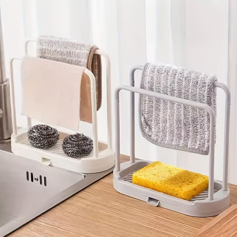 Detachable Kitchen Dishcloth Holder Rag Hanger Sink Sponge Holder Storage Rack Shelf For Bathroom Scrubber Brush Organizer