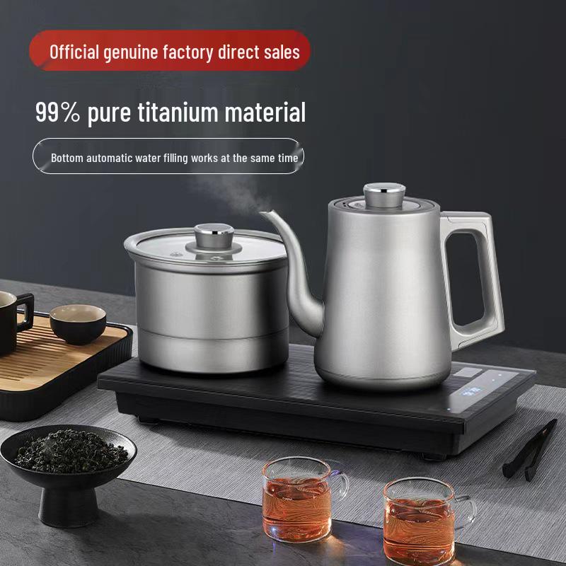 Pure Titanium Automatic Electric Tea Kettle & Double Burner with Smart Water Filling