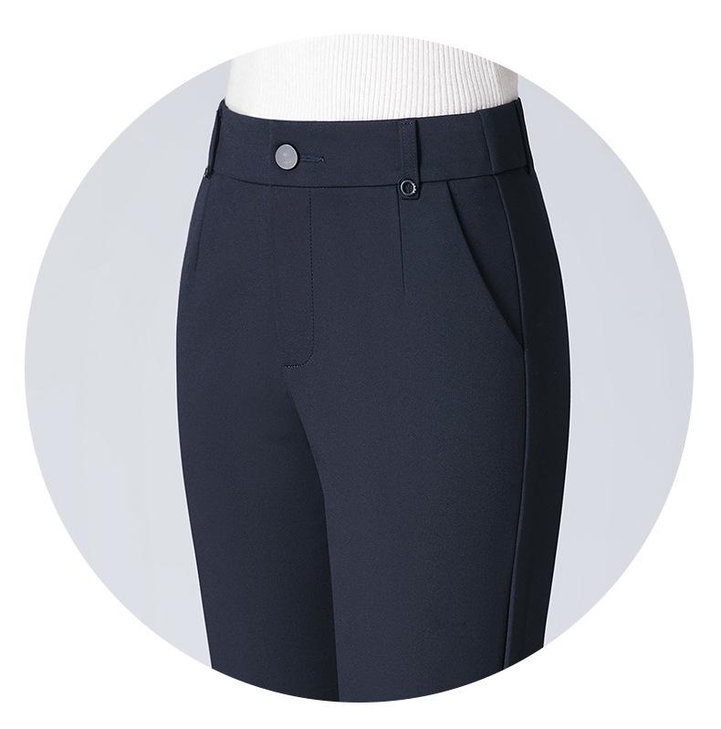 Women's High-Waisted Stretch Baguette Pants: Cotton-Blend Straight-Leg Cigarette Pants, Spring 2025 Casual Wear for Middle-Aged Moms.