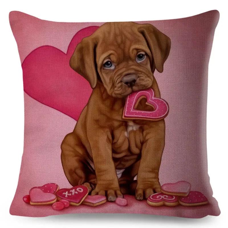 Cute Cartoon Dog Pillowcase Linen Decorative Pillowcase Office Home Sofa Decorative Cushion Cover 45*45Cm