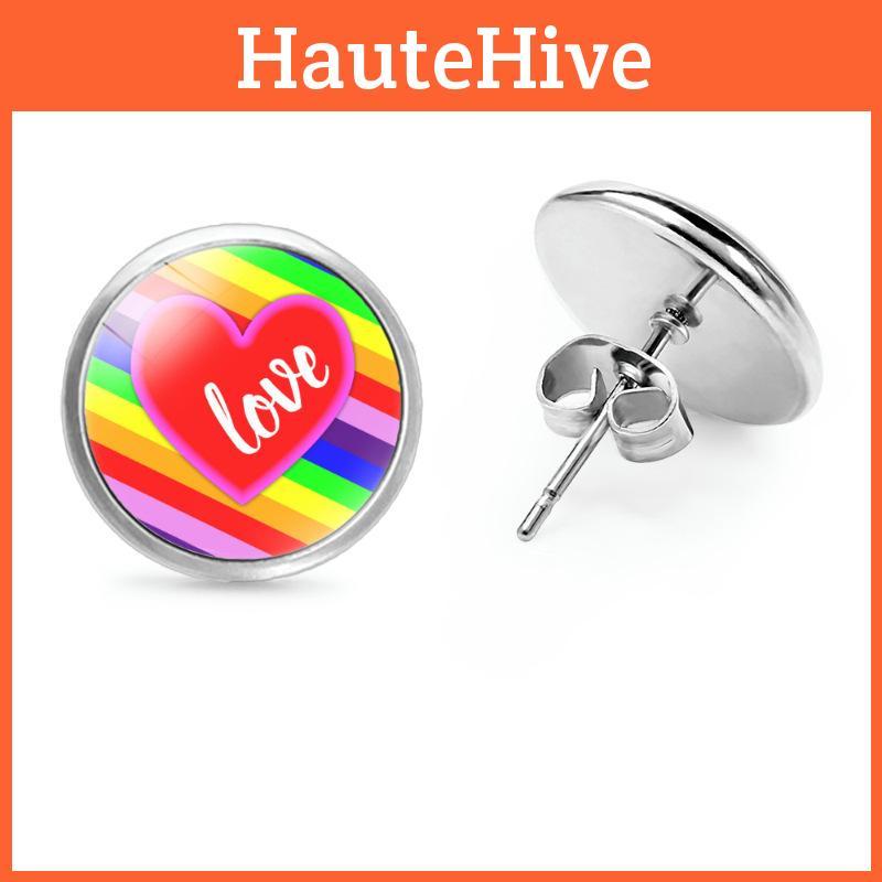 Elegant Rainbow Flag Theme Metal Stud Earrings Simple And Stylish Design 2022