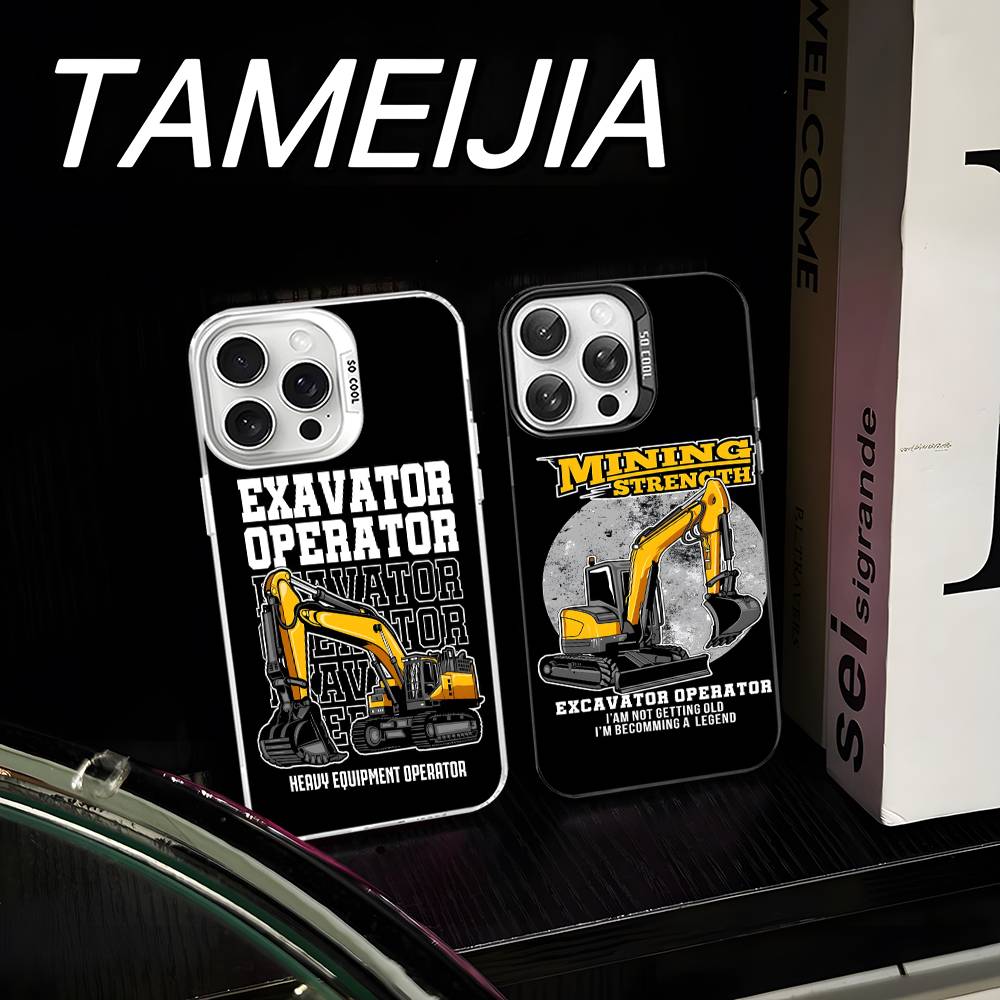 Excavator mechanical Phone Case For iPhone 17 16 15 14 13 12 11 Pro Max Plus Pro Colorful Shell