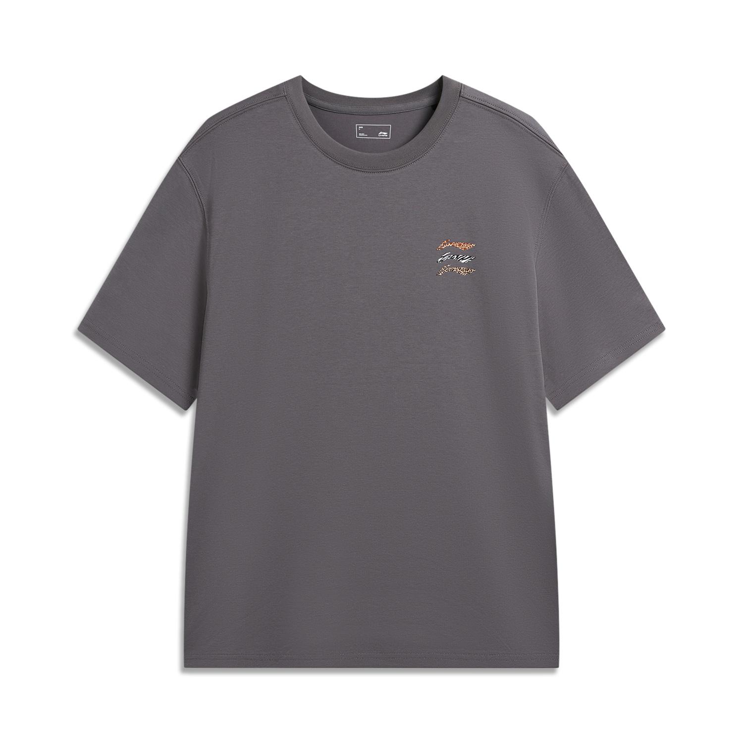 Li-Ning Простая Удобная Толстовка Круглый Вырез Свободная Универсальная Повседневная Короткий Рукав Футболка Мужские Топы ATSW355-4 S