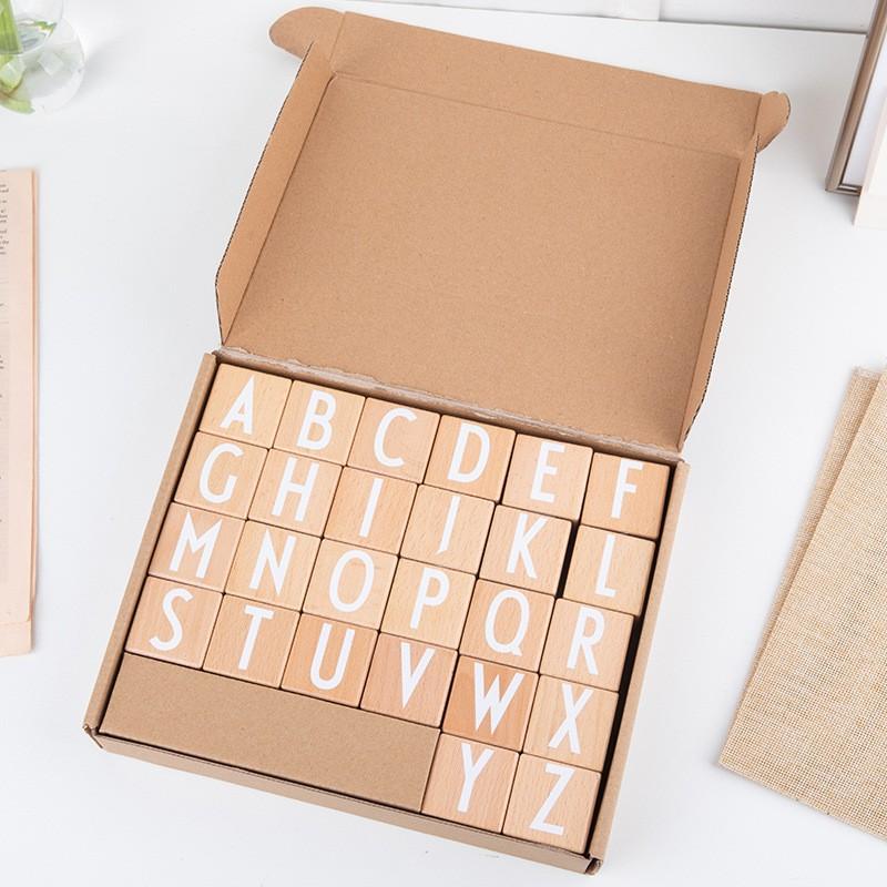 Ins baby beech 26 pieces English capital alphanumeric large particle building block toy cognitive puzzle practice