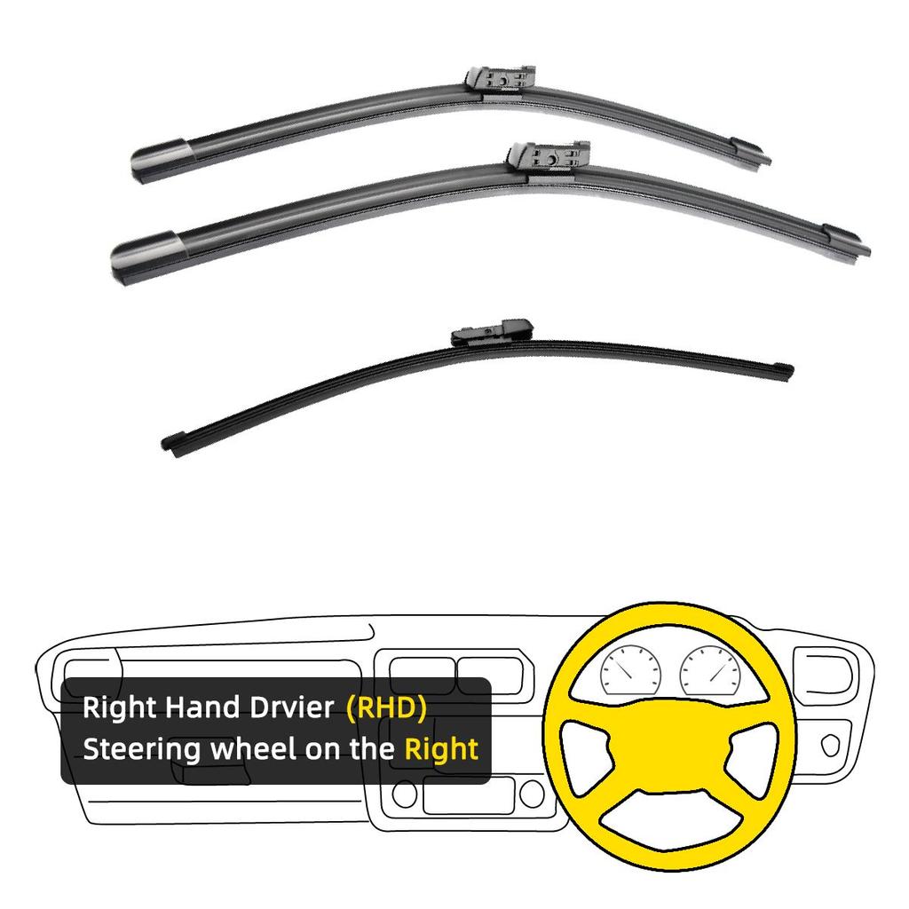 3PCS für SKODA Rapid 2012-2020 24"+16"+16" vorne hinten Wischerblätter Windschutzscheibe Windschutz Fensterschneider Zubehör 2014 2015 2016 2017 2018 2019 2020