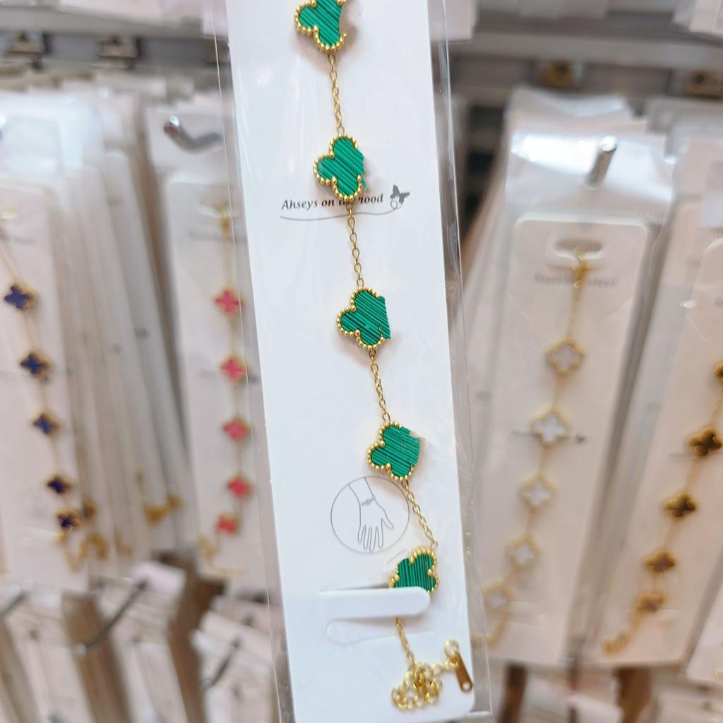 Double-sided Five-flower Four-leaf Clover Bracelet Titanium Steel Does Not Fade Light Luxury High-end Jewelry