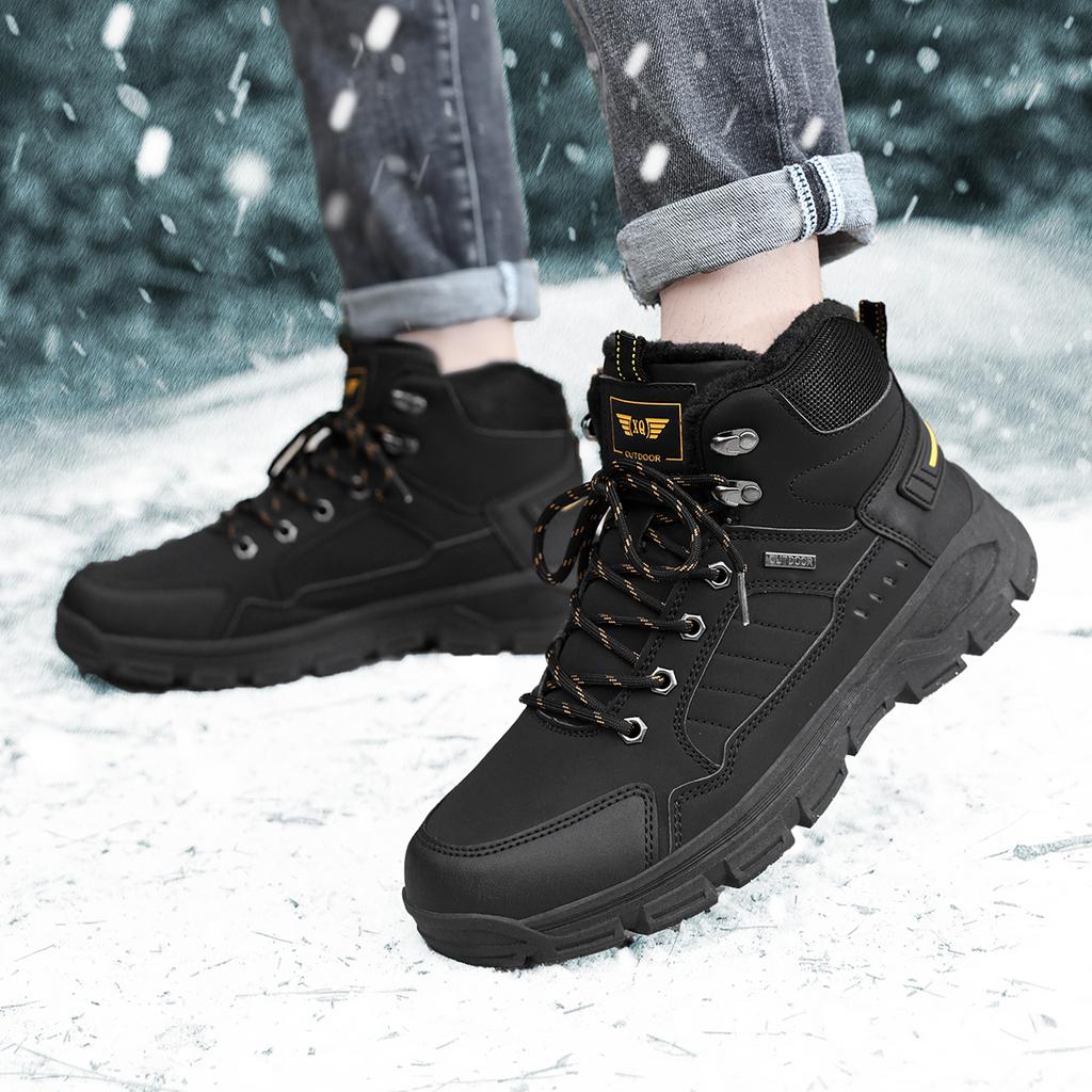 TUINANLE Winter Men Boots Fur Warm Snow Boots Men Hiking Shoes Work Ankle Booties Outdoor Men's Sneakers Footwear