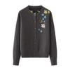 Autumn Winter Fashion Loose Embroidered Knitted Cardigan Sweater Women's Round Neck Coat Solid Color New Casual Long Sleeved Office Simple Clothing