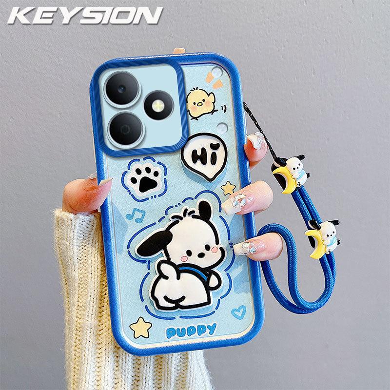 KEYSION Shockproof Case for Realme Note 80 with Lanyard Soft Silicone Cute 3D Cartoon Doll Phone Cover for Realme Note 80
