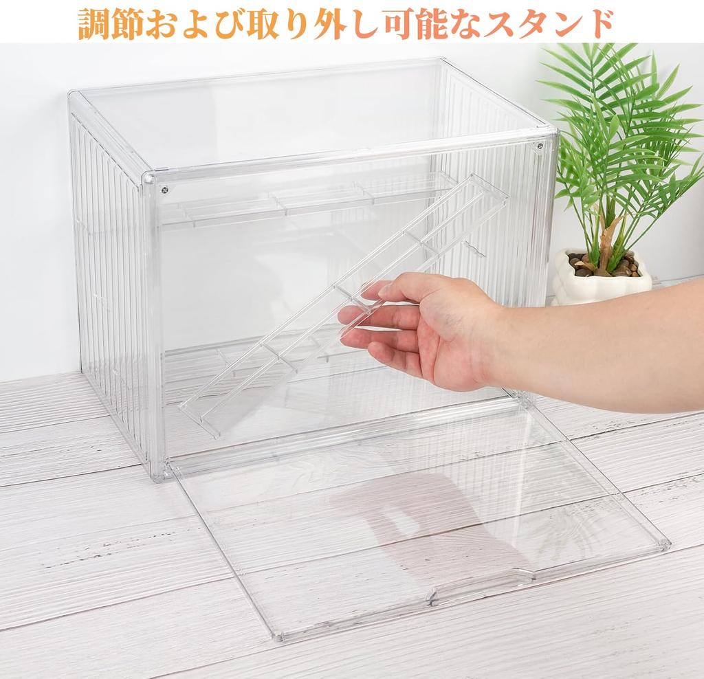 Duvinin Figure Case, Acrylic Display Case, Collection Case, Magnetic Door, Stackable, Assembled, Four-Tier Stage, Transparent