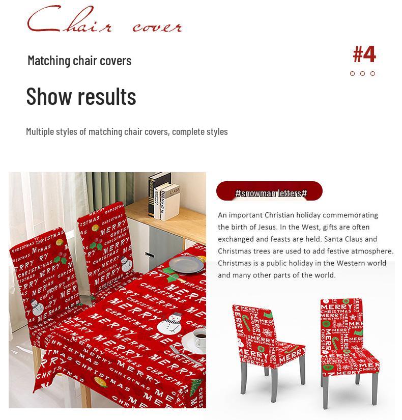Festliches Weihnachts-Tischdecken- und elastisches Stuhlhussen-Set mit wasserabsorbierendem Stoff