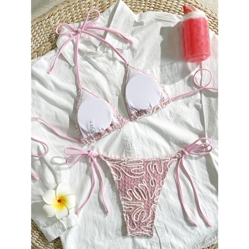 Sexy Solid Color Women Three Piece Bikini Swimsuit For Summer Vacation