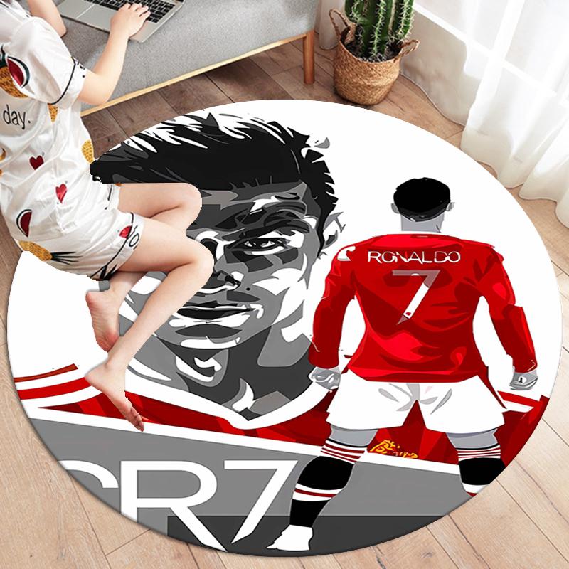 CR7 Round Area Rug,Carpet Rug for Living Room Bedroom Sofa Playroom Decor,Non-slip Floor Mat