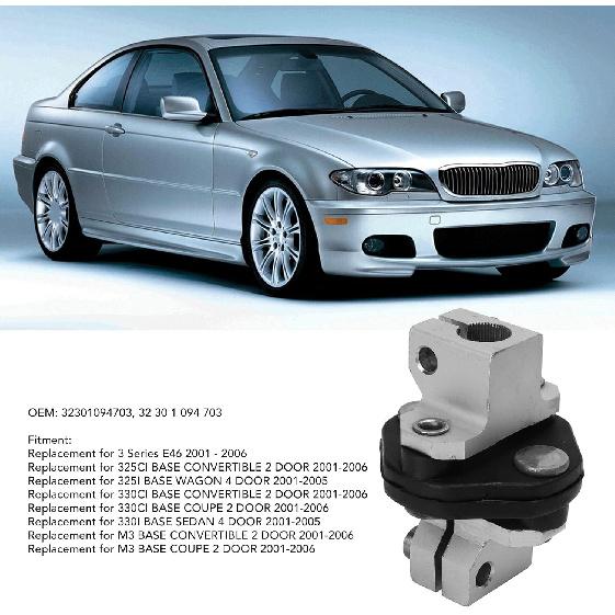 Steering Coupling, Rubber Steel Alloy Lower Column Joint Steering Coupling Rack 32 30 1 094 703 Replacement for 3 Series E46