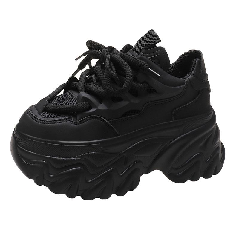 Fashion Women Platform Casual Mesh Breathable Shoes 2025 New Summer Chunky Sneakers Hollow 8.5CM Wedges Hidden Heels Leisure Shoes Woman