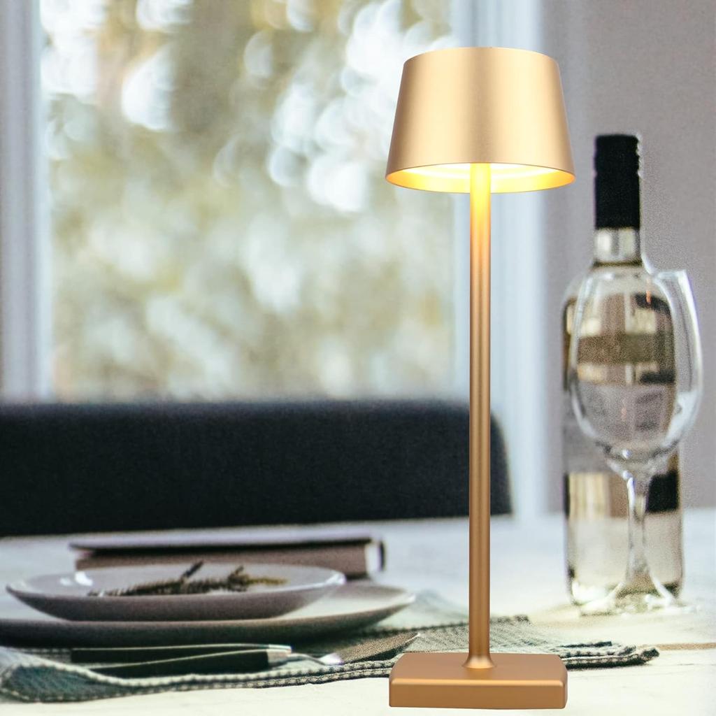Rechargeable led Cordless Table lamp,Aluminum, dimmable, Suitable for Indoor and Outdoor Lighting Gold