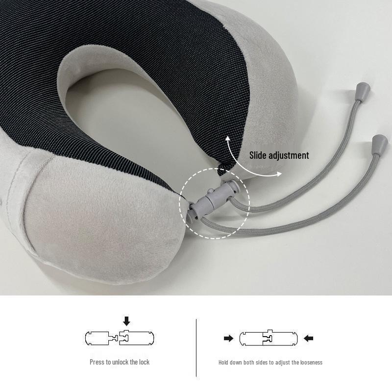 U-shaped Memory Foam Travel Neck Pillow with Magnetic Fabric for Airplane Comfort