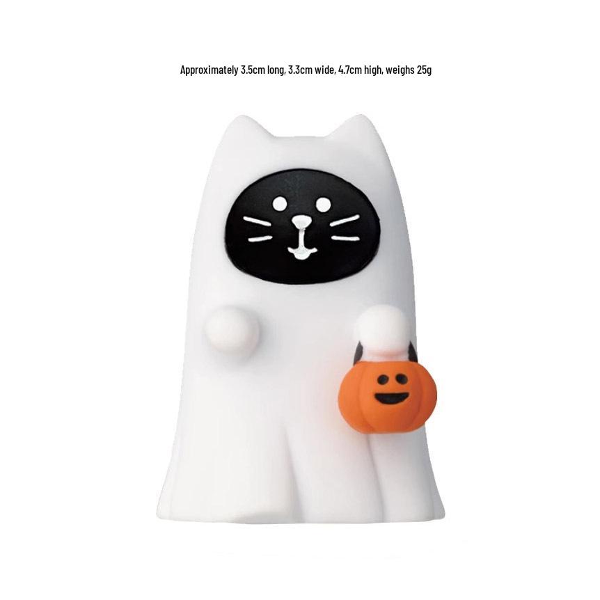 Japanese Cat Halloween Resin Ornaments – Handmade DIY Trendy Toy Figures