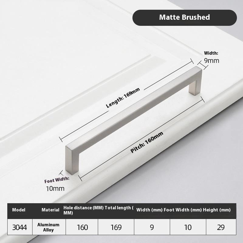 10-33Cm Black Cabinet Handles Stainless Steel Square Closet Drawer Cupboard Pulls Bathroom Door Knobs Furniture Kitchen Handle