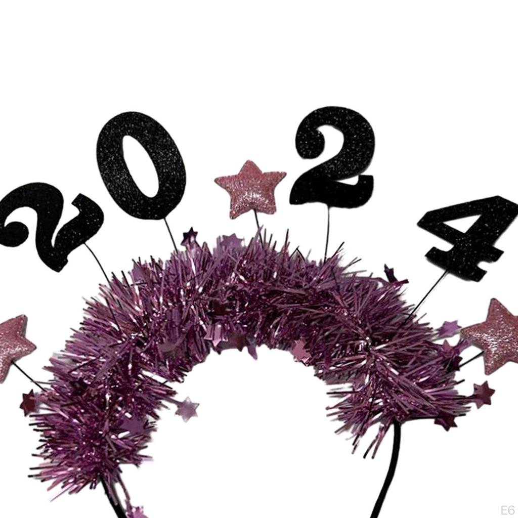 Happy Year Headband Decoration Women and Girls Glitter Star Sequins Hairbands for