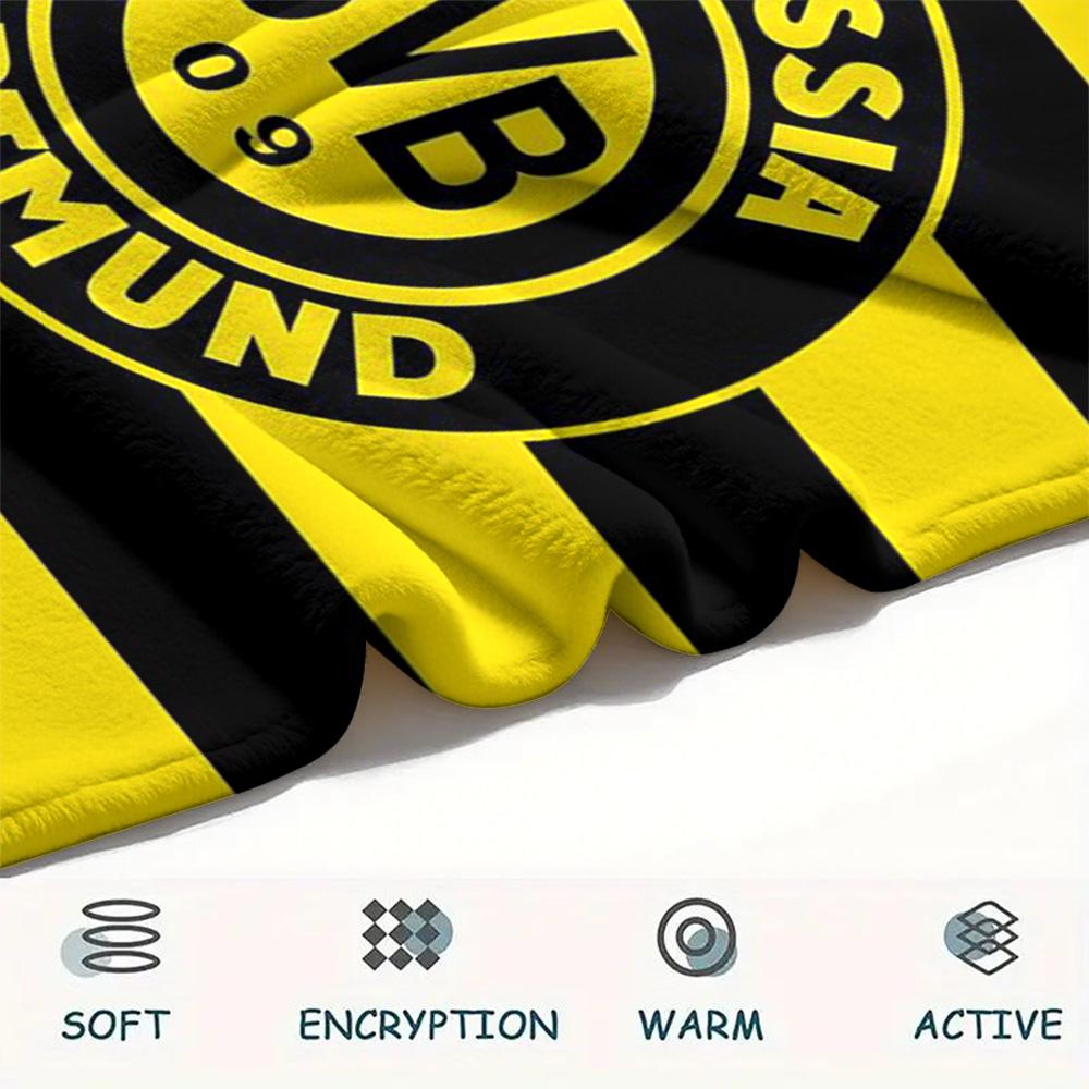 1 szt. Koc Flanelowy z Nadrukiem Borussia Dortmund Wysokiej Jakości Ciepły Komfortowy Pokrowiec na Wszystkie Pory Roku Idealny na Prezenty Wystrój Domu
