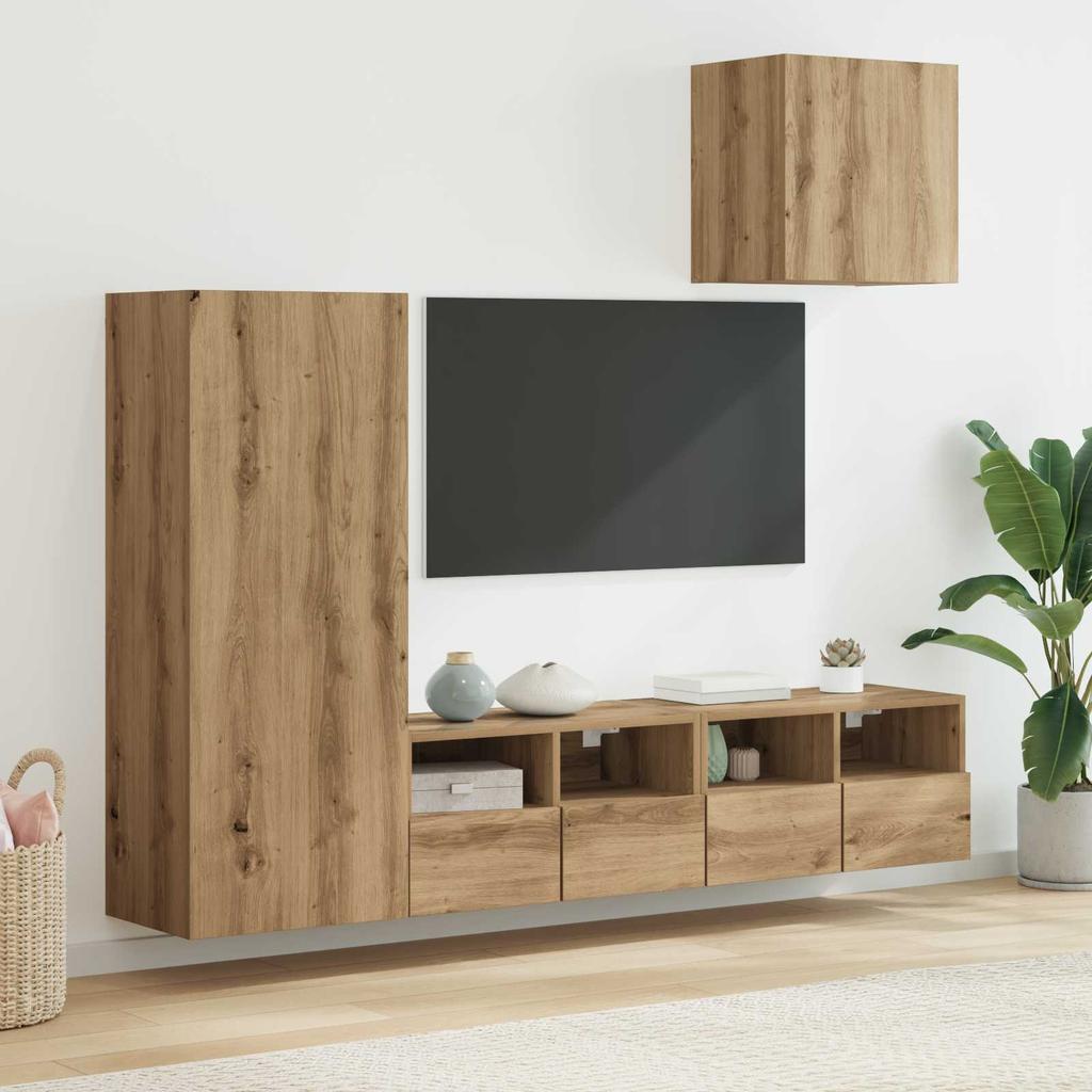 TV Wall Units 4 pcs Artisan Oak Wood Based Material